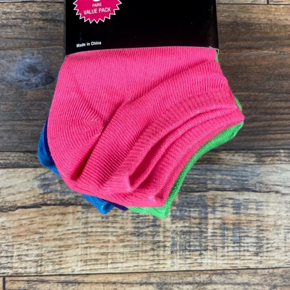 Broadway Apparel Women's Size 9-11 Multicolor Polyester Spandex 6PK Sport Socks